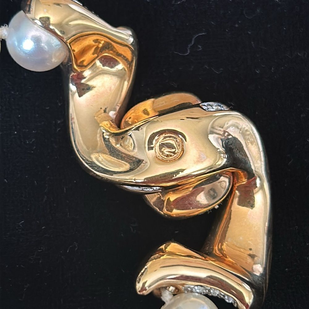 Stunning‎ classic Swarovski crystal gold pearl choker necklace 16 inch. - Picture 7 of 12